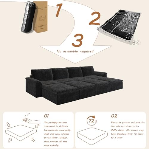 EASE MOOSE 147" Cloud Sofa Bed, Boneless Couches - Image 3
