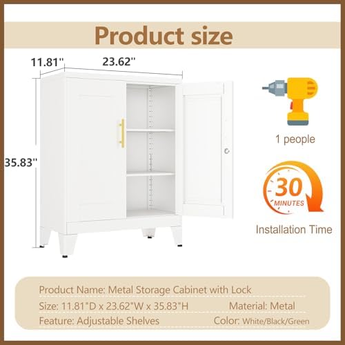 GAIOUS White Metal Pantry Cabinet - Image 2