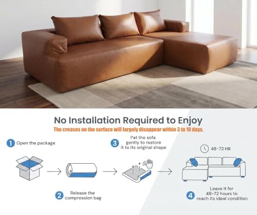 96" Leather Sectional Couches for Living Room L-Shaped, Left Facing - Image 4