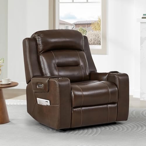 Watson & Whitely Oversized Genuine Leather Power Recliner Chair, Dark Brown - Image 2