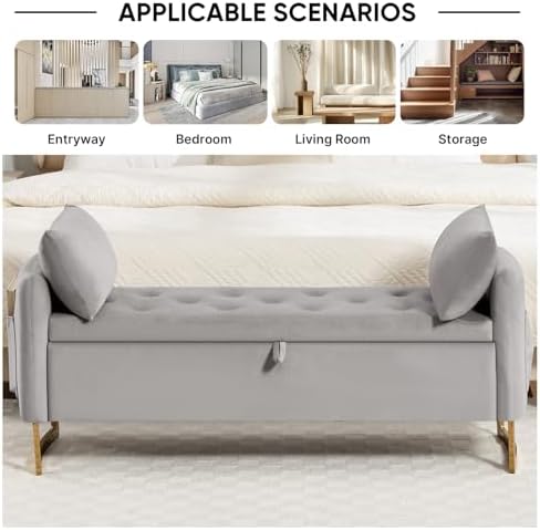48" End of Bed Bench, Modern Storage Bench - Image 4