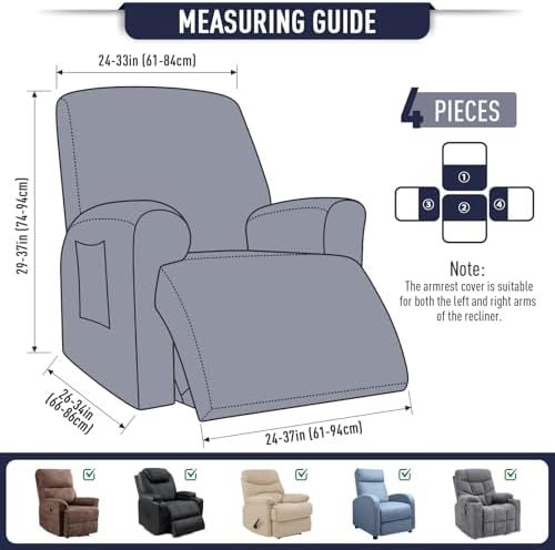 TAOCOCO Stretch Recliner Chair Covers 4 Piece - Image 5