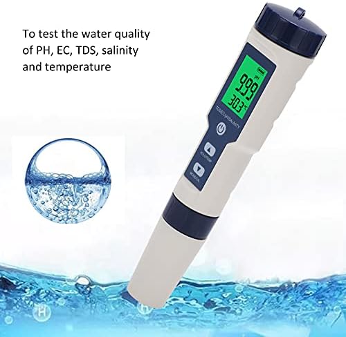 Professional Water Quality Tester, 5-in-1 Digital TDS pH EC Salt Temp Meter - Image 4