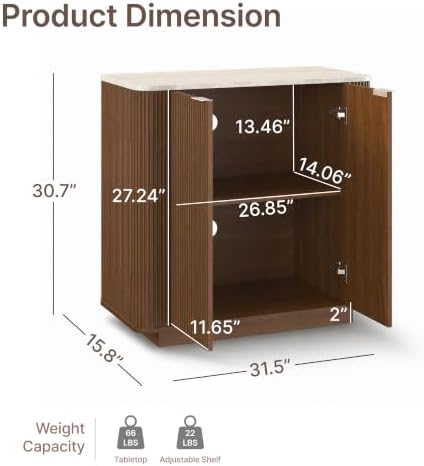 KISLOT 32" Fluted Buffet Sideboard - Image 2