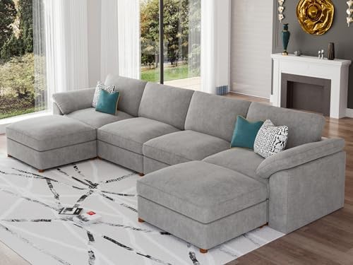 EASE MOOSE Oversized U Shape Sectional Modular Sofa, Wide Deep seat Sectional - Image 6