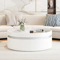 29.5" White Coffee Table with Storage Drawer, Round Lift Top Side Table by SCANORDIC