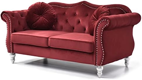 HomeStock Velvet Loveseat, Dark Gray - Image 3