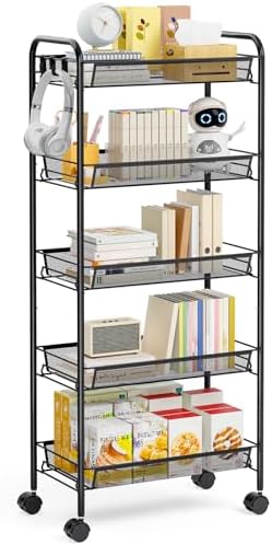 TOOLF 5 Tier Rolling Cart, Metal Utility Storage Cart by TOOLF