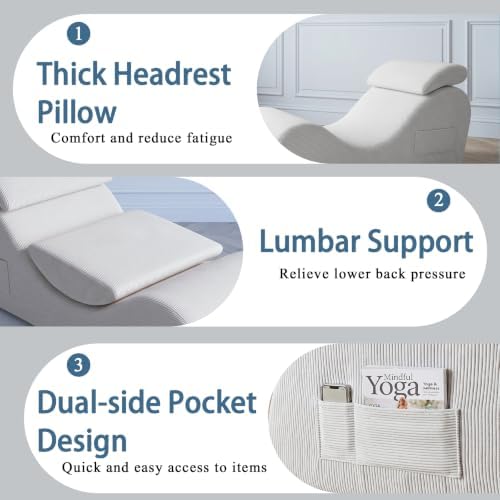 Convertible Yoga Chair Lounge for Adults, Ergonomic Foam Chaise Lounge Chair - Image 5