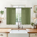 YoungsTex Olive Green Linen Kitchen Window Curtains 36 Inch Length by YoungsTex