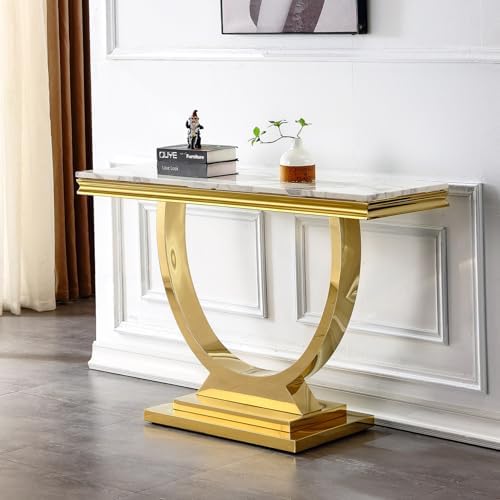 Henf 3 Piece Living Room Table Set, Faux Marble Coffee Table & Console Table & - Image 5