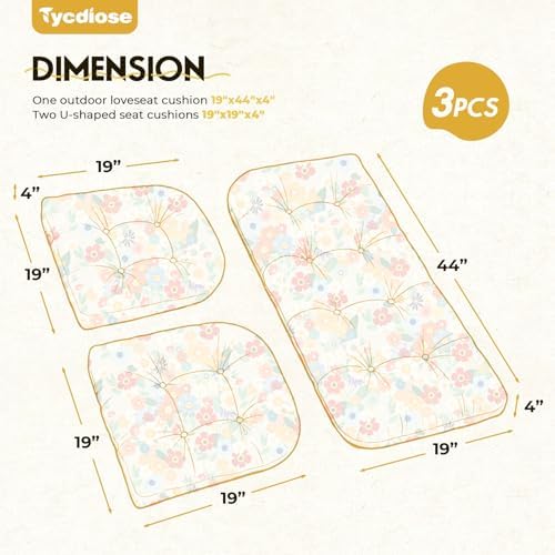 All Weather 3 Pieces Wicker Furniture Chair Cushions, Waterproof Outdoor Wicker - Image 3
