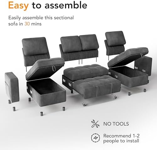 WEUP Modular Sectional Sleeper Sofa Bed, Pull Out Couch - Image 4