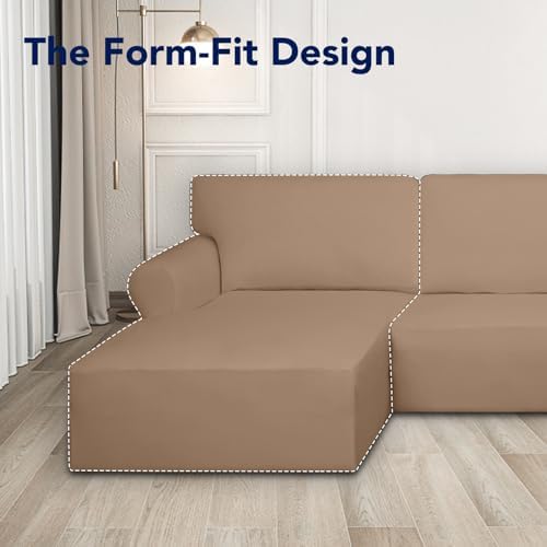 PureFit Stretch Sectional Couch Covers 2 pcs Non Slip L Shape Sofa Cover - Image 5