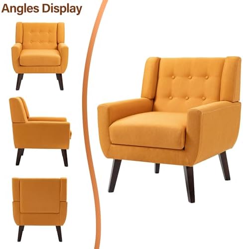 Accent Chair, Upholstered Armchair in Linen - Image 7