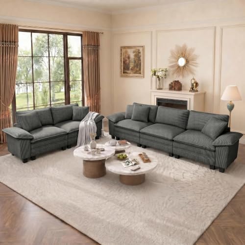 PHI VILLA Modular Loveseat Couch & 3-Seat Sectional Couch Set by PHIVILLA
