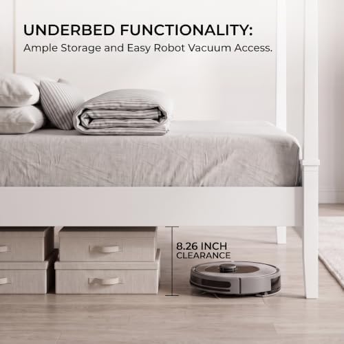 Merax White King Size Canopy Bed - Image 4
