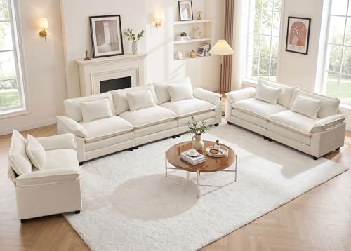 Oprisen 3 Pieces Cloud Couch Set, Upholstered Comfy Modular Sectional Sofa Deep by Oprisen