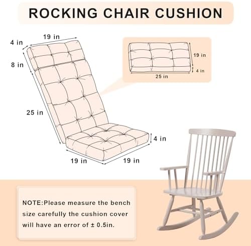 Rocking Chair Cushions Indoor High Back Set - Image 4
