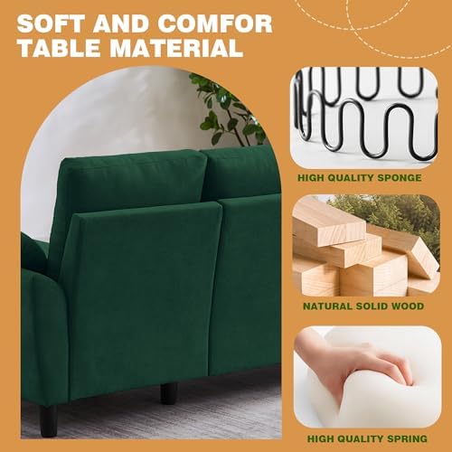 Convertible Sectional Sofa Set, Linen Upholstered 3 Seat Sofa and 35" Accent - Image 3
