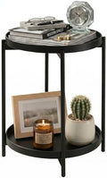 TeoKJ 2 Tier Round Side Table, Folding Round Metal End Table Small Nightstand by TeoKJ