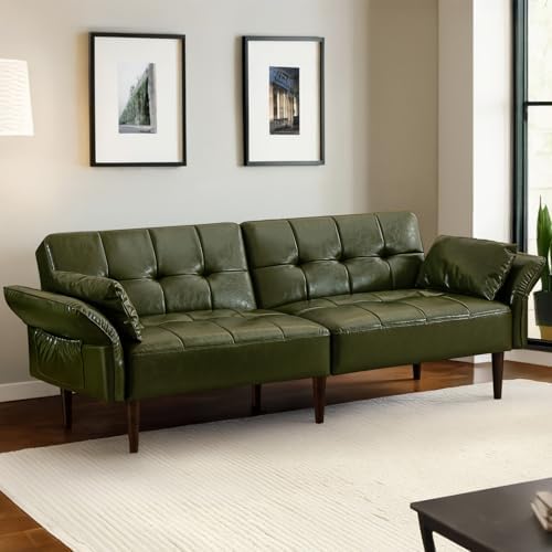 HALLYBEE 85" Futon Faux Leather Couch by HALLYBEE
