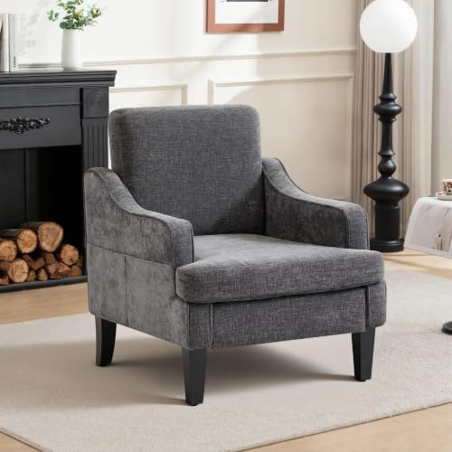 Mid-Century Accent Chair, Comfy Arm Chair Upholstered Living Room Chair by GAOHAPY