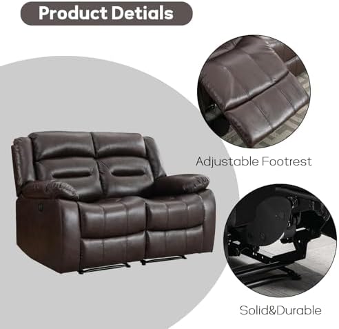 EBELLO Faux Leather Recliner Sofa Set, Includes 2 Power Reclining Chair and a - Image 4