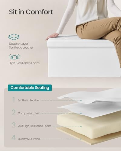 SONGMICS Storage Ottoman Bench, 43.3 Inches Folding Foot Rest Stool - Image 5