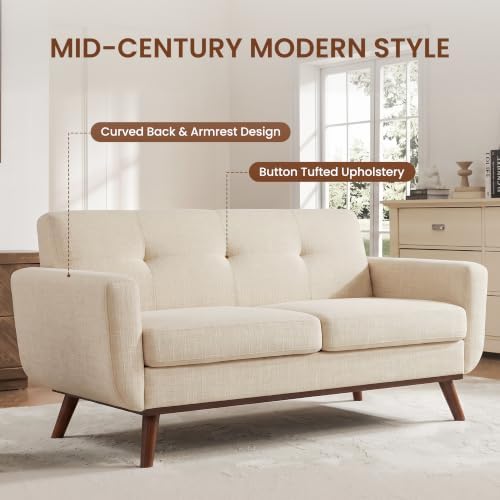 56" Small Loveseat Sofa Mid Century Modern Mini Love Seat - Image 3