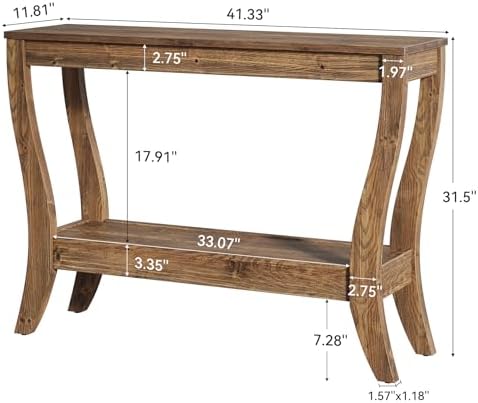 Solid Wood Console Table for Entryway, 41.3-Inch Farmhouse Sofa Table - Image 2