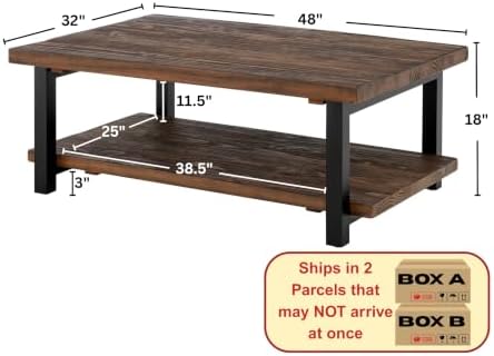 Alaterre Furniture Pomona Solid Wood Coffee Table, Rustic Brown - Image 3