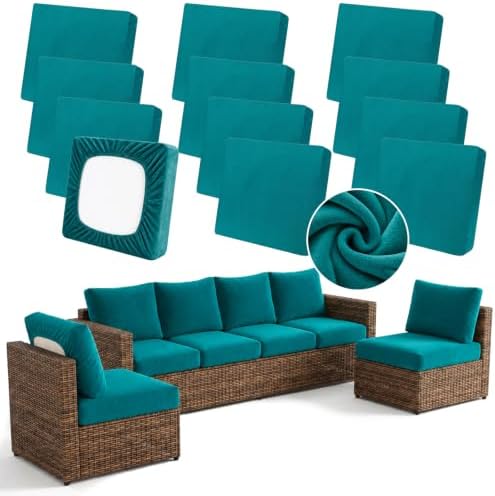 12Pcs Velvet Patio Cushion Covers Skin-Friendly Soft Outdoor Cushion Covers by WUSOUPU