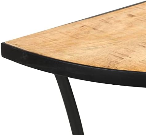 Half-Circle Solid Mango Wood Side Table 43.3 Inch - Image 7