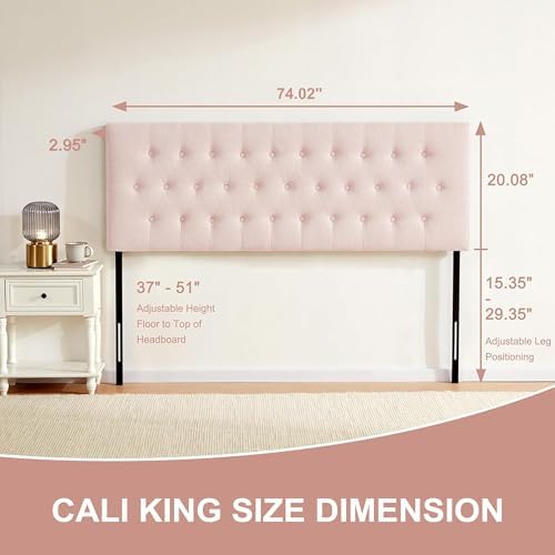 Upholstered Headboard California King, Adjustable Height 37''- 51'' - Image 2