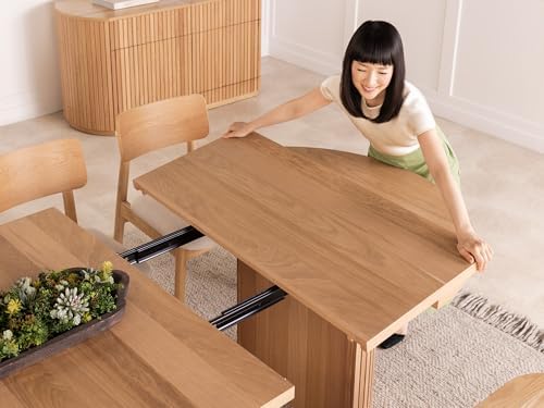 Transformer Table Solid Wood Extendable Round Dining Table Set - Image 5