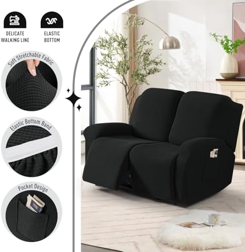 TAOCOCO Stretch Loveseat Recliner Covers 6 Piece - Image 3
