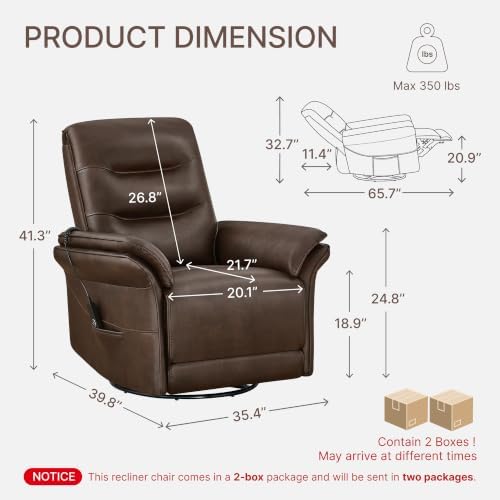 KISLOT Swivel Power Recliner Chair, Hand Remote - Image 2