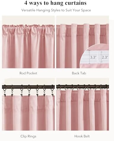 StangH Baby Pink Velvet Curtains Back Tab - Image 2
