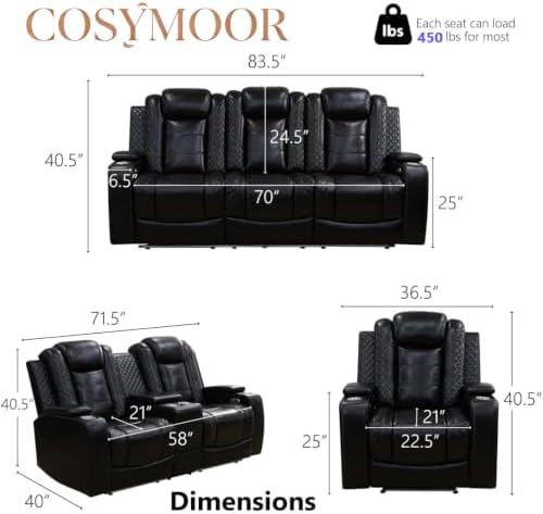 3 Piece Power Recliner Sofa Set - Image 2