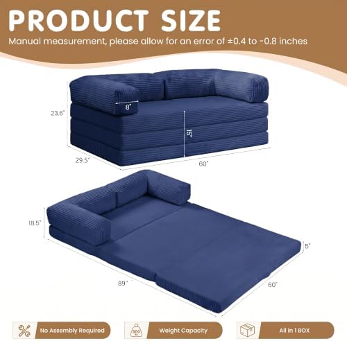 Convertible Sofa Bed Queen, 5-in-1 Boneless Couch - Image 2