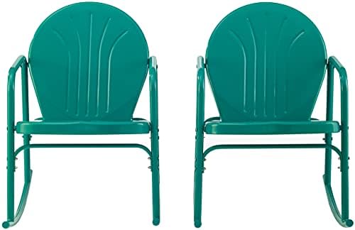 Crosley Furniture Griffith Retro Metal Outdoor Rocking Chairs - Image 6