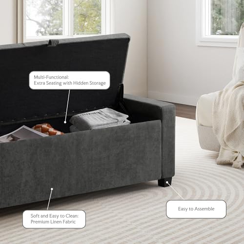 GRAINELL 42.13” Storage Ottoman Bench, Upholstered Tufted Bedroom Bench - Image 5