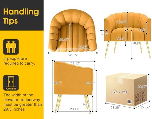 Dewhut Oversized Pumpkin Couch Accent Chair, Modern Comfy Velvet Upholstered - Image 2