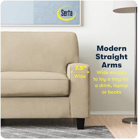Serta Palisades 61" Track Arm Sofa, Easy Care Polyester, Soft Pillow Back - Image 6