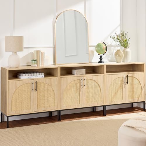 Best Choice Products Rattan Sideboard Buffet Cabinet, Entryway Table, Accent - Image 4