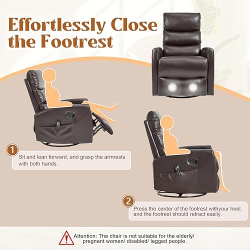 Manual Swivel Rocker Recliner Chair - Image 7