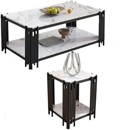 2 Pieces Living Room Table Set, Modern Coffee Table and End Table by Unknown