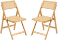 Furlide Rattan Folding Chairs Set of 2, Bamboo Dining Chairs by Furlide