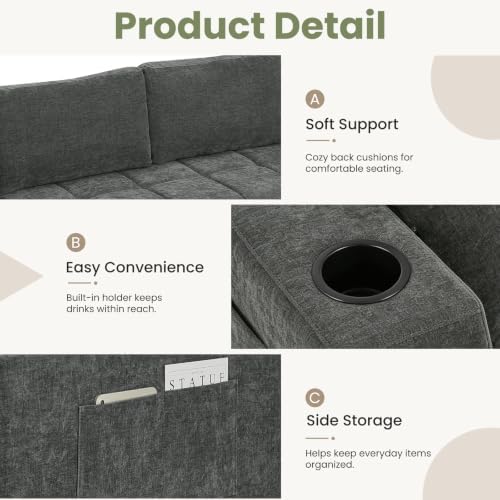 Yafylly 132 Inch U Shaped Modular Sectional Couch - Image 4